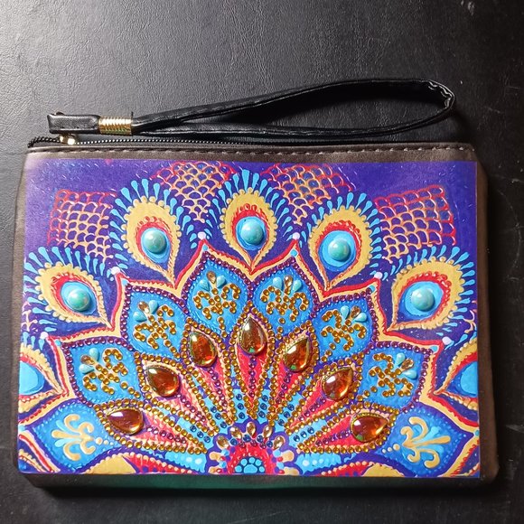 Leather clutch purse peacock - Picture 1 of 1